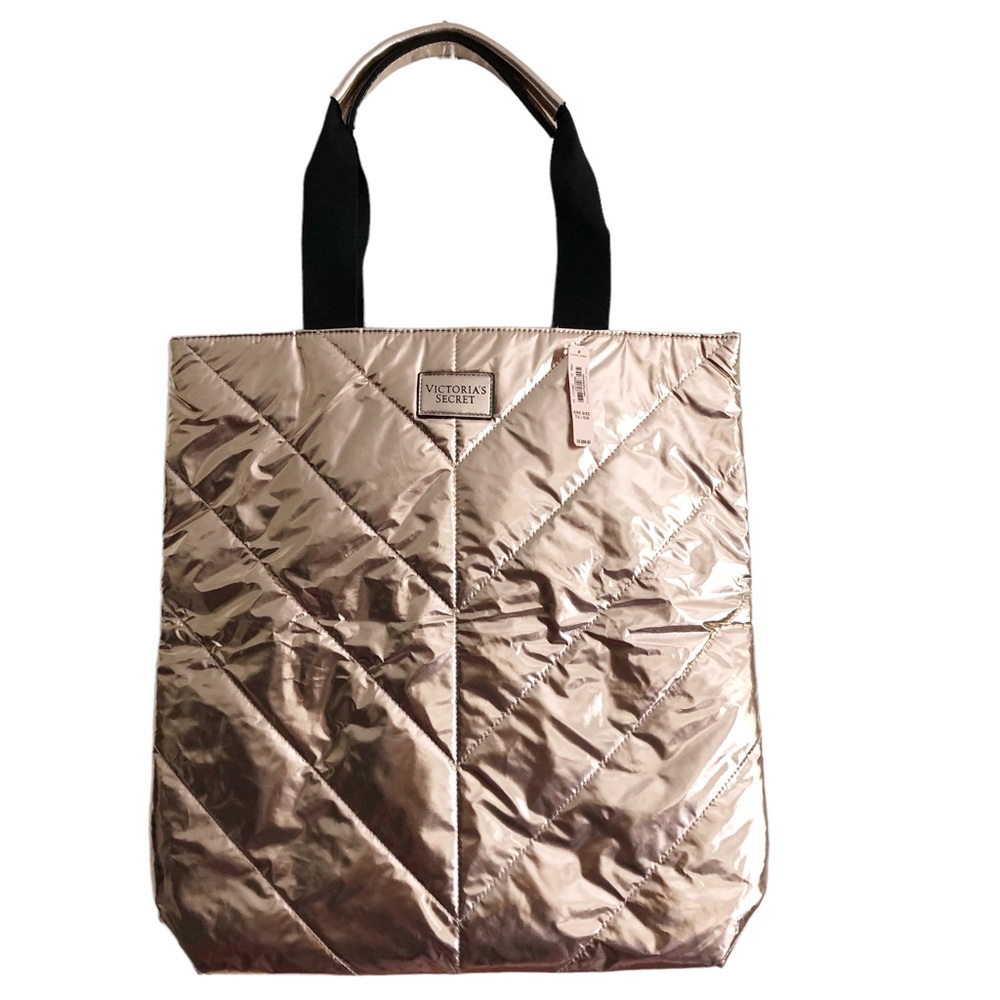 New Victoria’s Secret Limited Edition Metallic Rose Gold Quilted Tote Bag